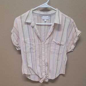 Shyanne Multicolor Striped Button-Down Shirt 🩷💜